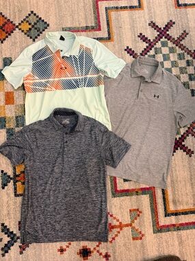 3 Men’s Under Armour & Oakley Polos - Size Medium